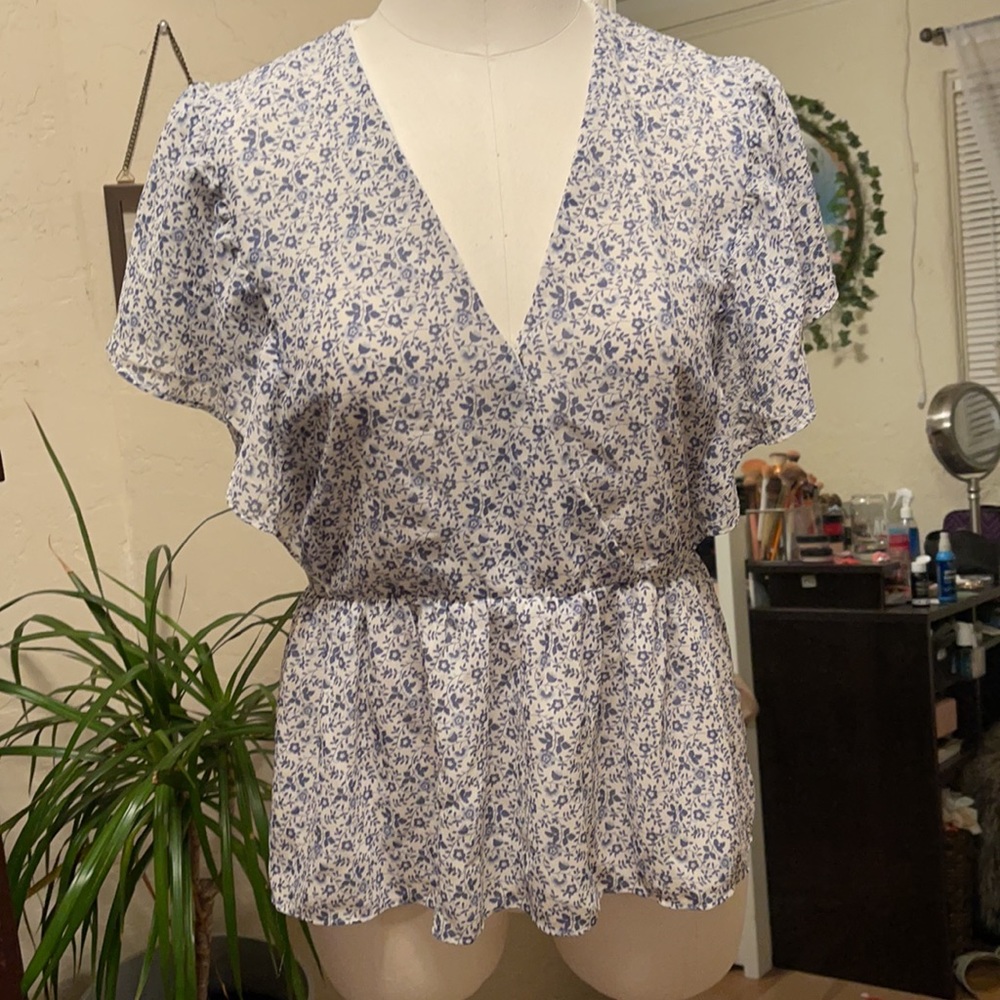 Flutter sleeve madewell blouse ditsy floral